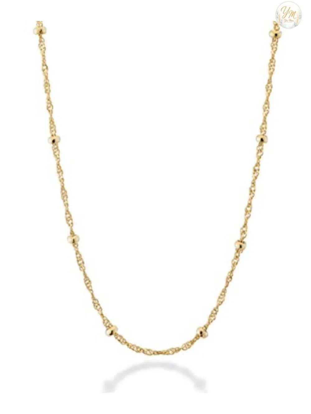 18K Gold Plated Sterling Silver Bead Chain Necklace Dainty 18 Inch